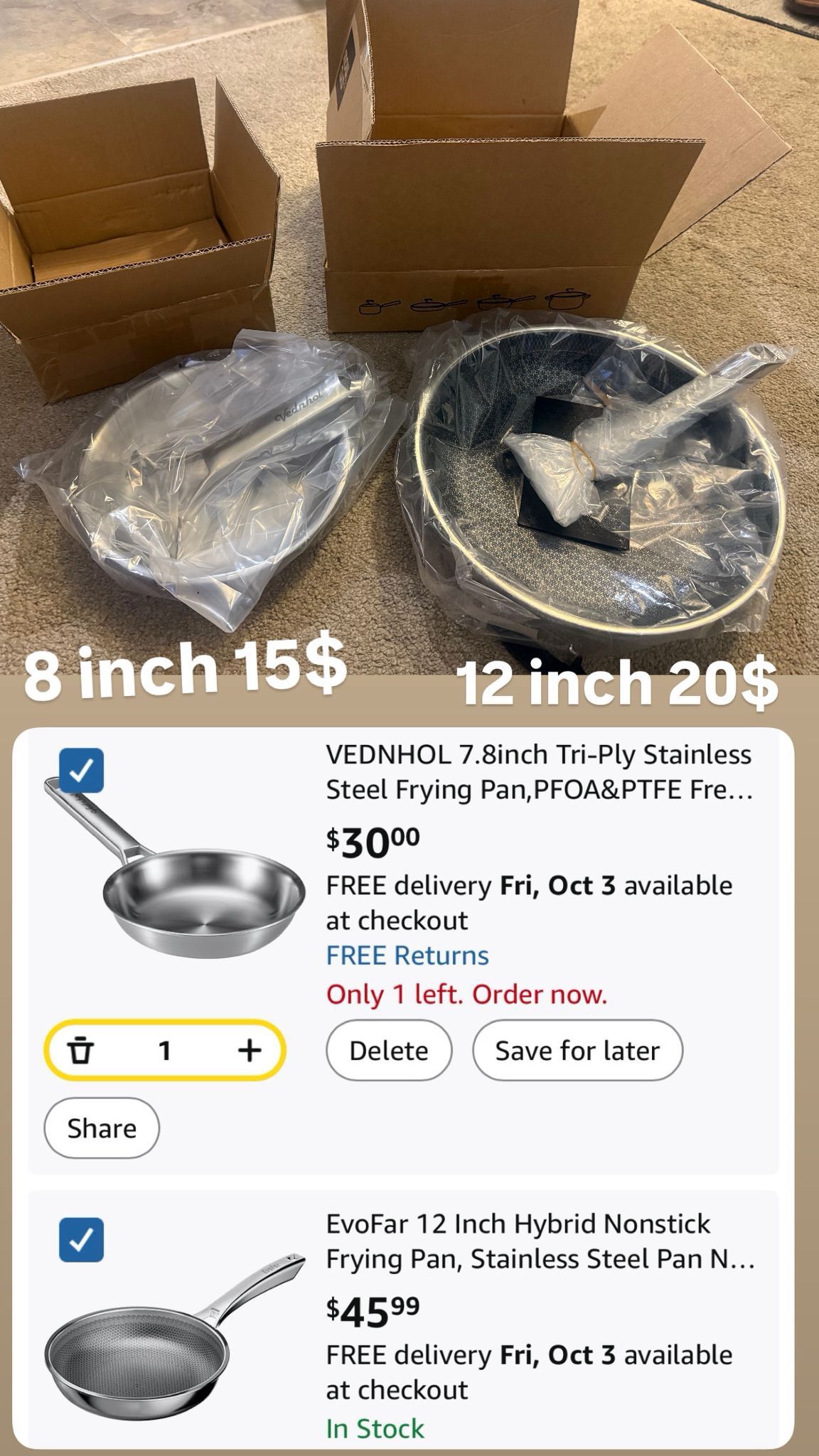 Nonstick Frying Pan, Stainless Steel Pan Non Stick Skillet, PFOA Free Cookware, Non Toxic Chef's Pan, Compatible with Electric, Gas and Induction, No