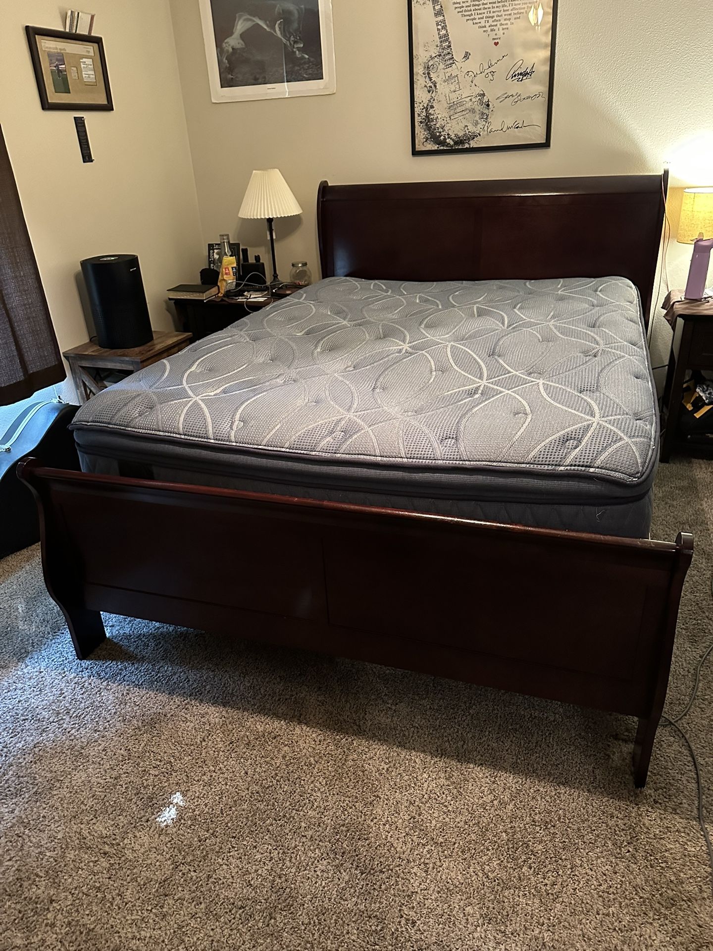 Queen Bed, Mattress, Frame