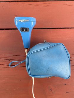 Vintage Blue Electric Hair Dryer with Original Carrying Case – Retro Mid-Century