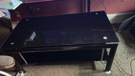 Black Glass TV Stand with Chrome Legs