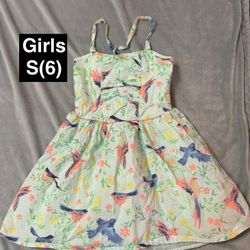 Youth Girls Small 6 Bird Print Dress 