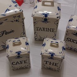 Set Of 5 Porcelain Containers