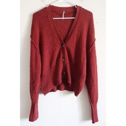 Free People Burgundy Cardigan - Size XS