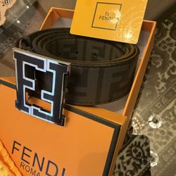 Fendi Leather Belt With Box And Dust Bag. Size 34/36