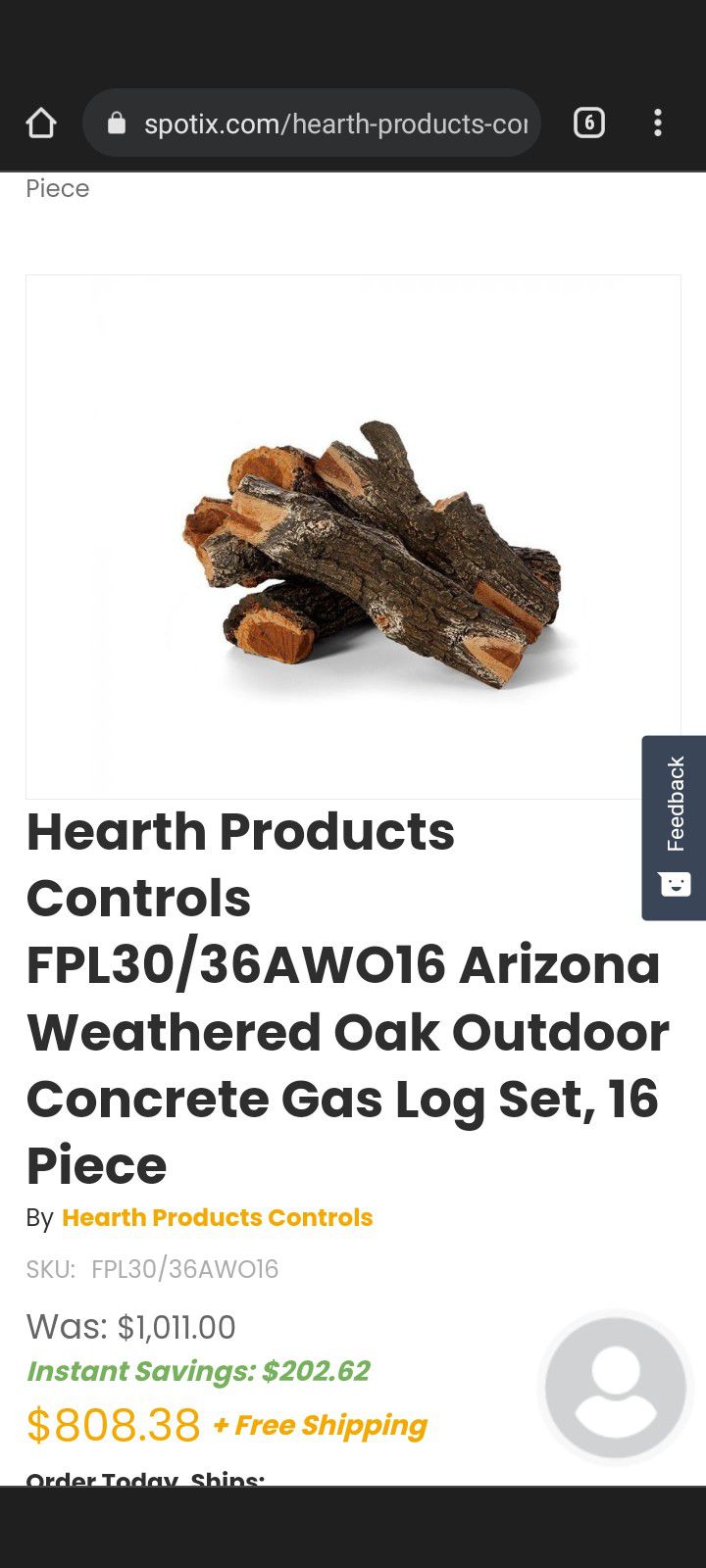 16 Piece Fire Logs Set.       Concrete 