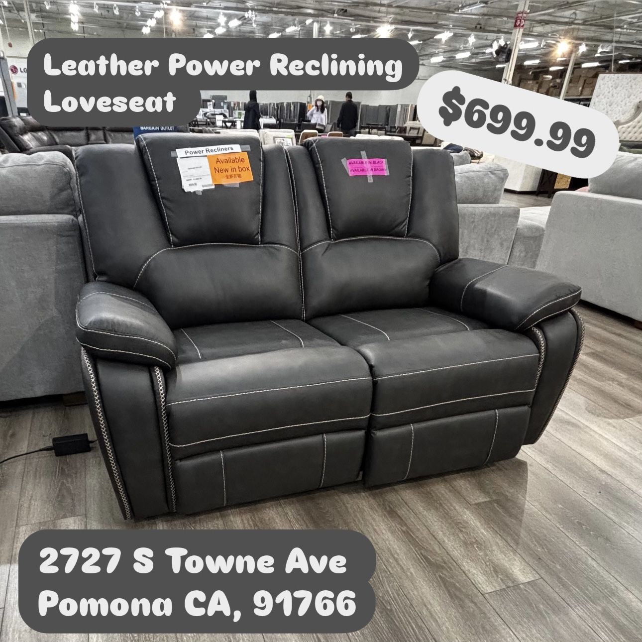 Leather Power Reclining Loveseat