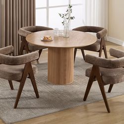 4 Beautiful Brand New Upholstered Walnut Dining Chairs 