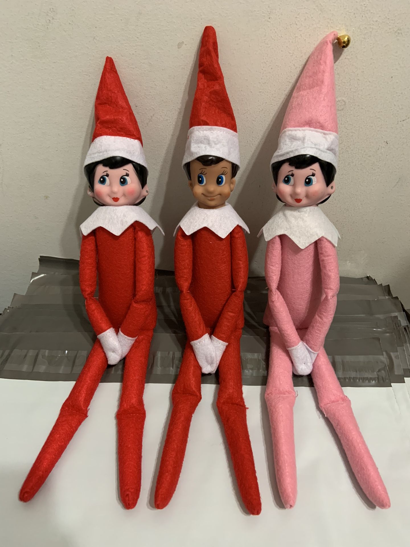 New Elf on the shelf 1 Red Girl, 1 Red Boy, and 1 Pink Girl Dolls Plush Set High Quality Great Christmas Gift