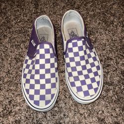 Purple and white checkered VANS