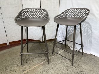 JAMESDAR Kurv Counter Stools in Warm Gray, Indoor/Outdoor (Set of 2)