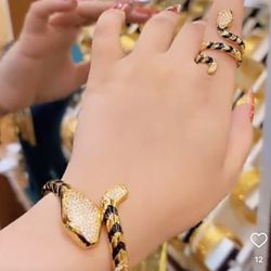 Snake Bracelet Plated Gold Set