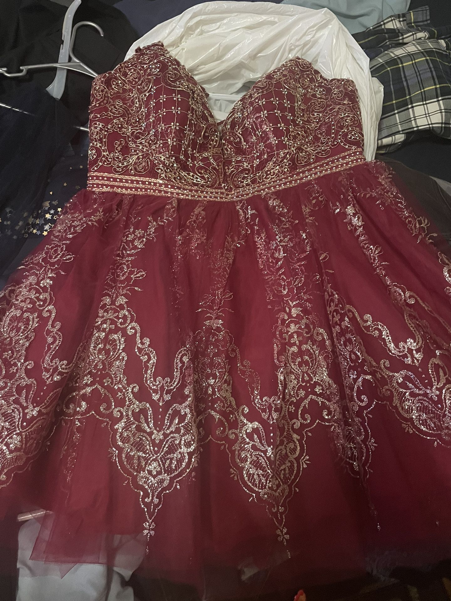 Burgundy and Gold Dress