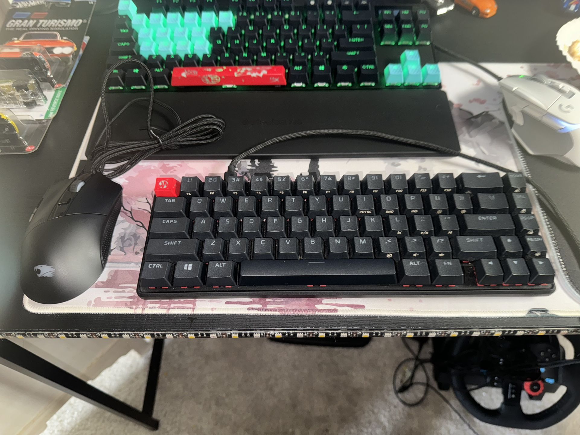 HyperX - Alloy Origins 65% Compact Wired Mechanical Red Linear Switch Gaming Keyboard with RGB Lighting / Ibuypower Mouse 