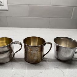 3 Baby Cups- Silver Plate 