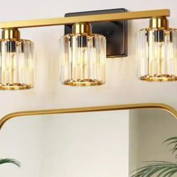Luxury Antique Vanity Light Bar Brushed Gold Crystal Glass