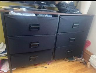 6 drawer fabric dresser black