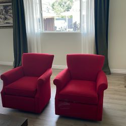Crate And Barrel | Red Arm Chairs