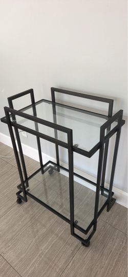 Black Metal and Glass Bar Cart