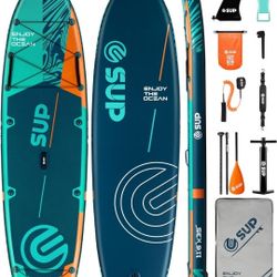 Inflatable Stand Up Paddle Board 11'6"*35", Extra Wide All-Round Sup Board for Family, SUP with Shoulder Strap & Backpack, Adjustable Paddle, Hand Pum