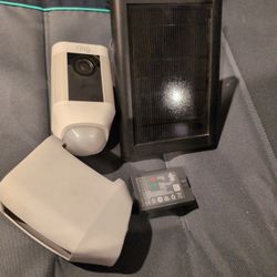 Ring Spotlight, Battery, Solar Panel, Pole Mount And Outdoor Cover