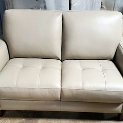 🤍 Modern Cream Leather Loveseat – Sleek, Soft & Stylish 🤍