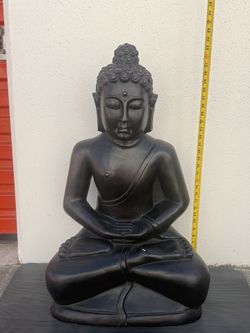 Large 32” Black Sitting Buddha Statue – Indoor/Outdoor