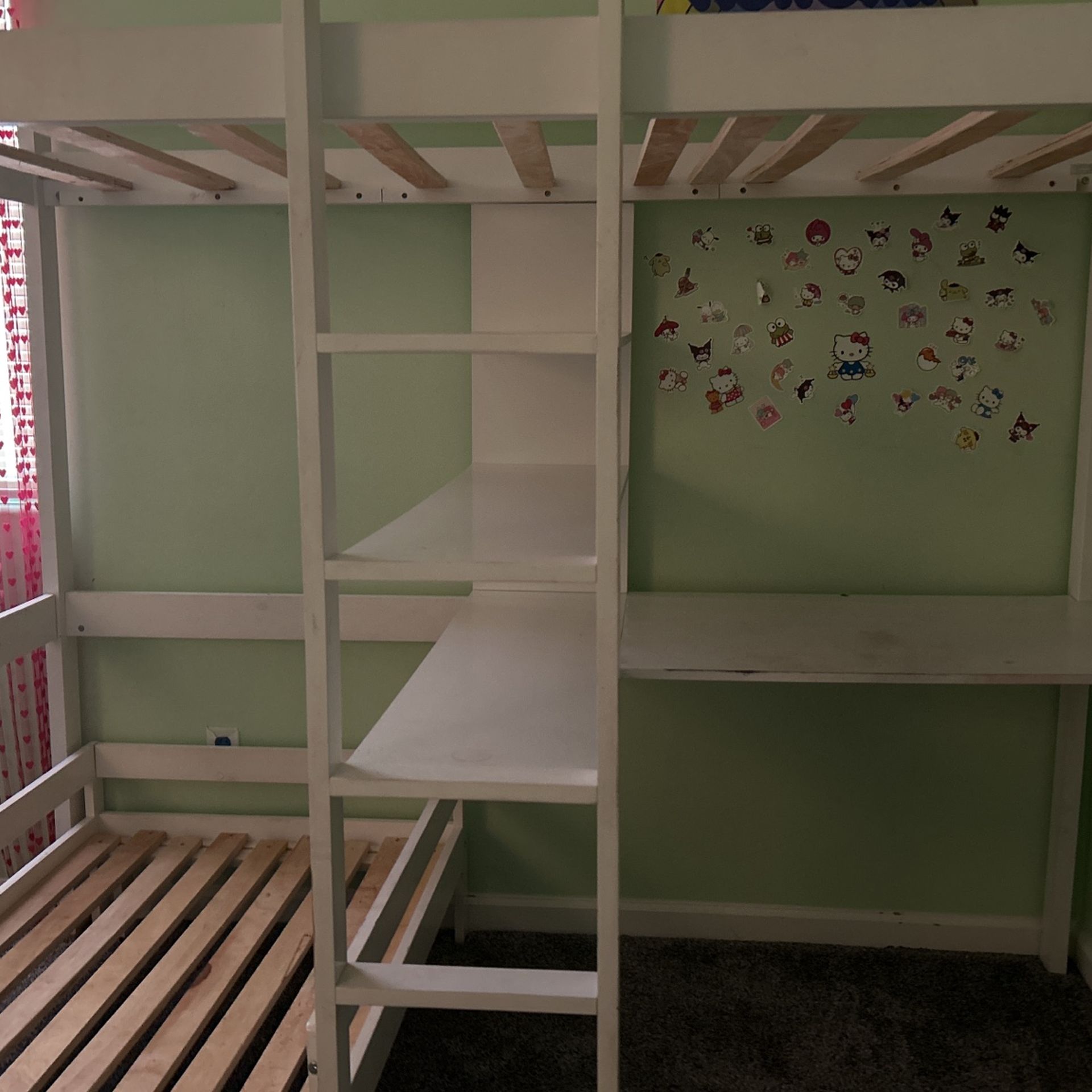 White Twin Bed Frame Desk On Bottom