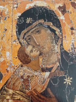 Authentic Vladimir Byzantine icon of Mother and Son
