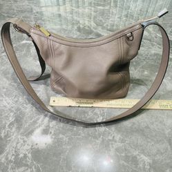 Michael Kors Gray Pebbled Leather Shoulder Bag MK Logo On Side Adjustable Strap