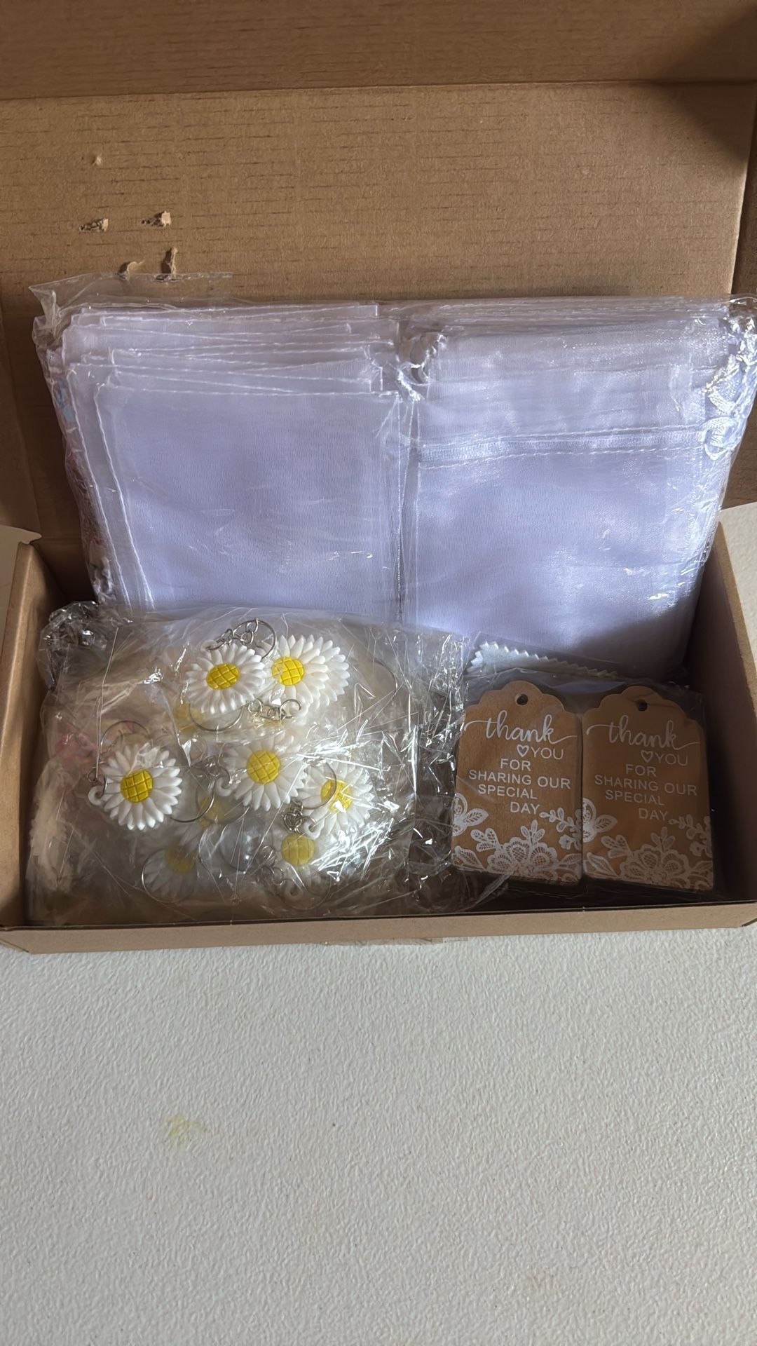Wedding Guest Thank Youse, Daisy Keychain Silk Bag Gift Tags. Enough For 100 Sets.