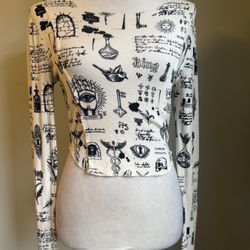 Witchy Boho Y2K Whimsi Long Sleeve Top Small Black 