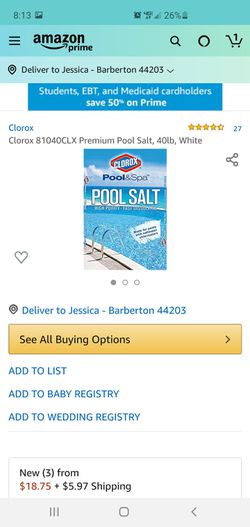 Clorox 81040CLX Premium Pool Salt, 40lb, White