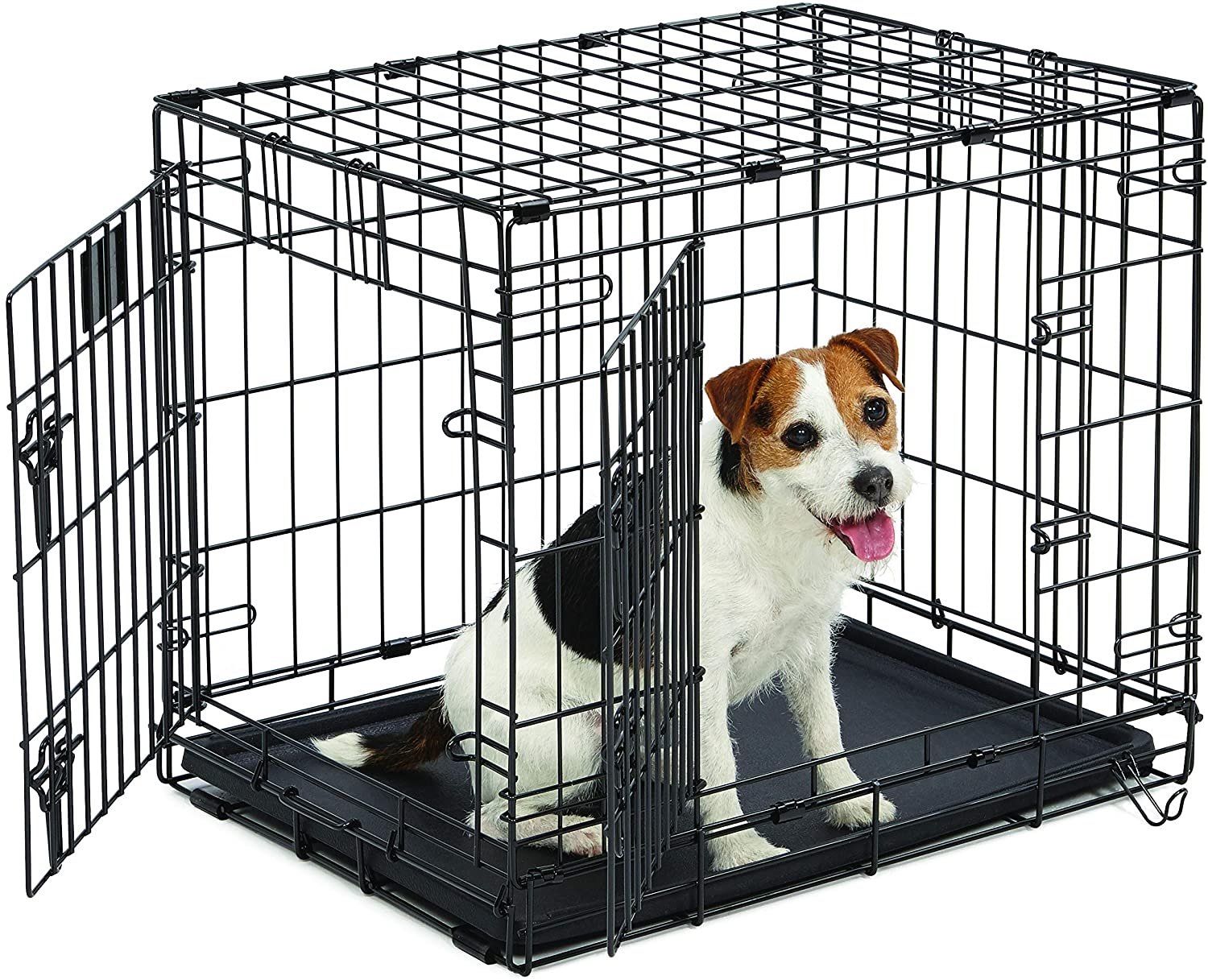 Qpets 30”Dog Crate, Folding Dog Kennel, Dog Cage, Two Doors, with a Tray