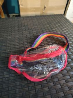 Clear Crossbody Stadium Bag with Rainbow Strap