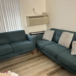 Teal Sofa + Loveseat Set