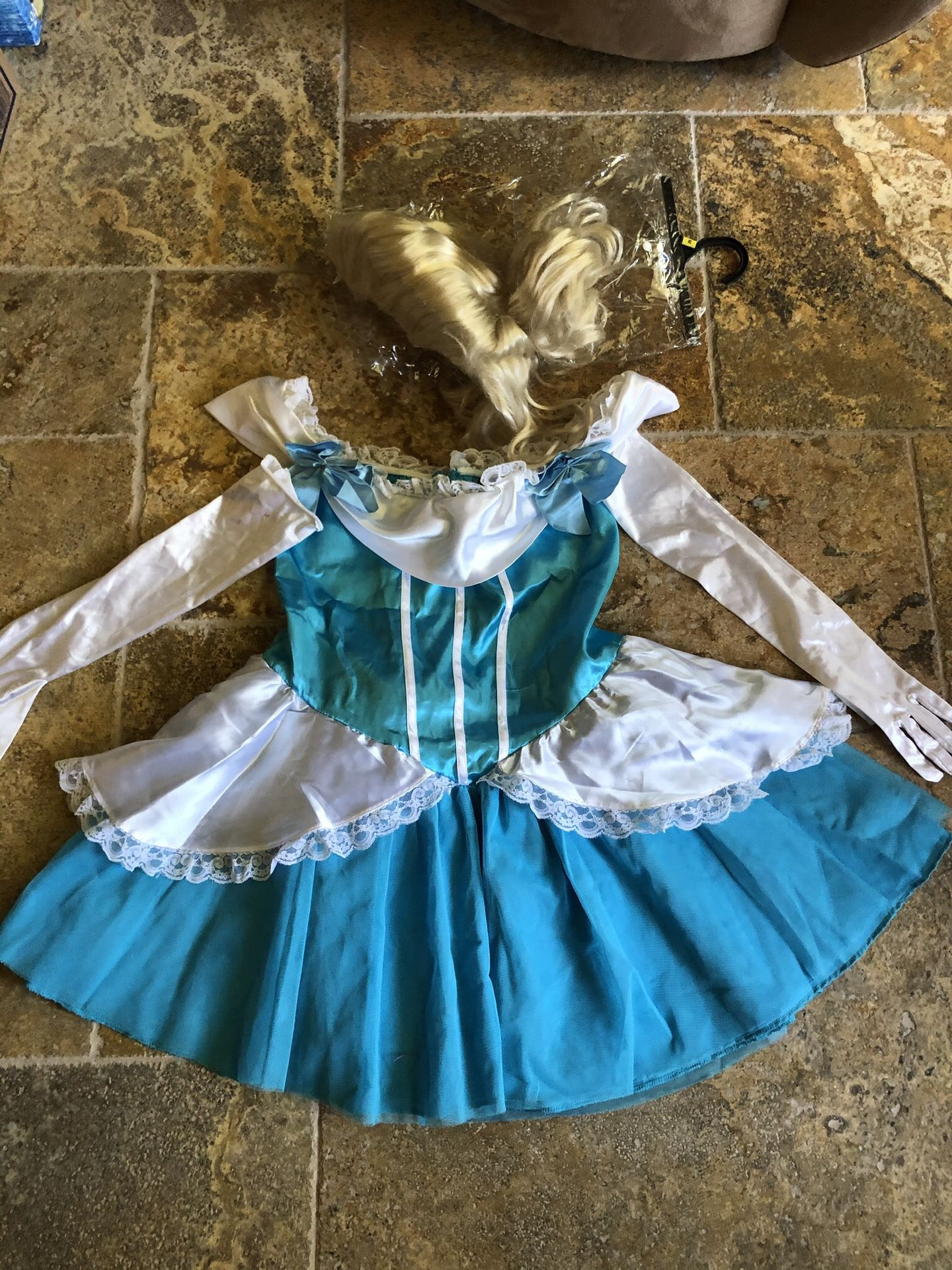 Cinderella princess custom, adult size M, disfraz de cenicienta con peluca y guantes