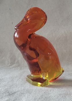 Vintage Amber Fighting Duck