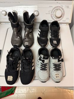 4 pairs Kids shoes bundle US3-4 Black White blue grey boots Sneakers Lightweight Comfort