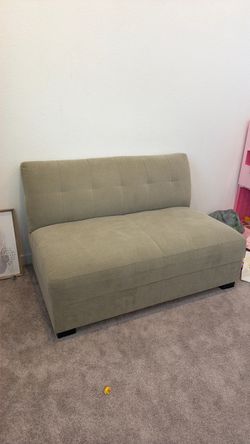 Armless Loveseat Sofa in Sage Green