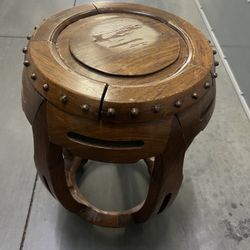 Asian Wood Drum Stool side table