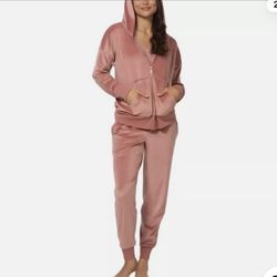 FELINA Ladies' 2-piece Velour Zip Hoodie w/ Jogger set Size XL Pin' ? Ultra Soft 