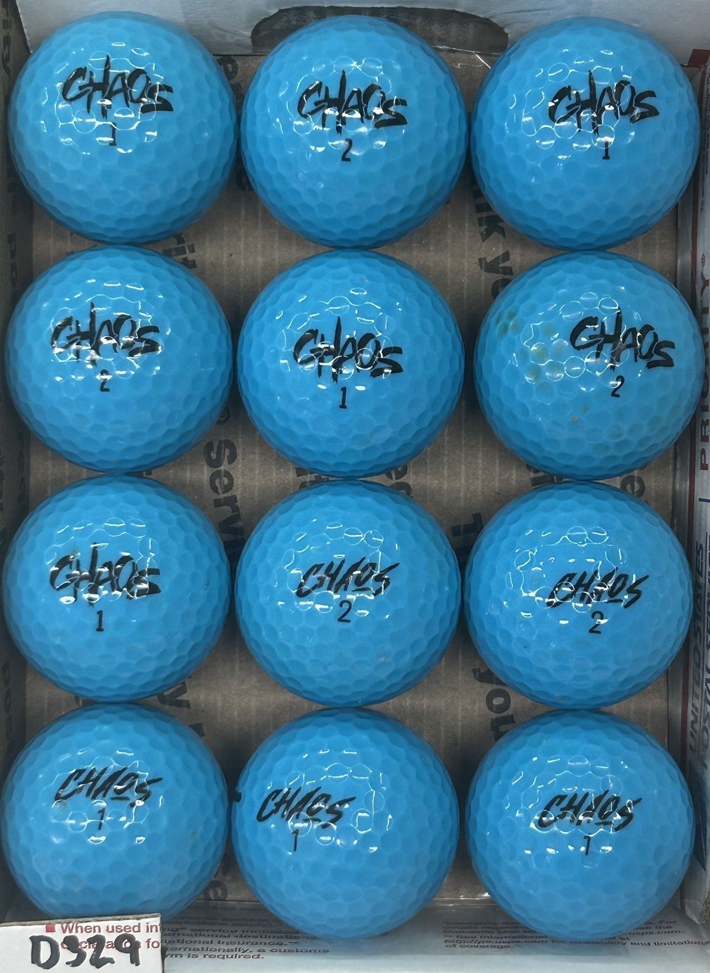 12 Wilson Chaos Golf Balls 5/4a Lot D329