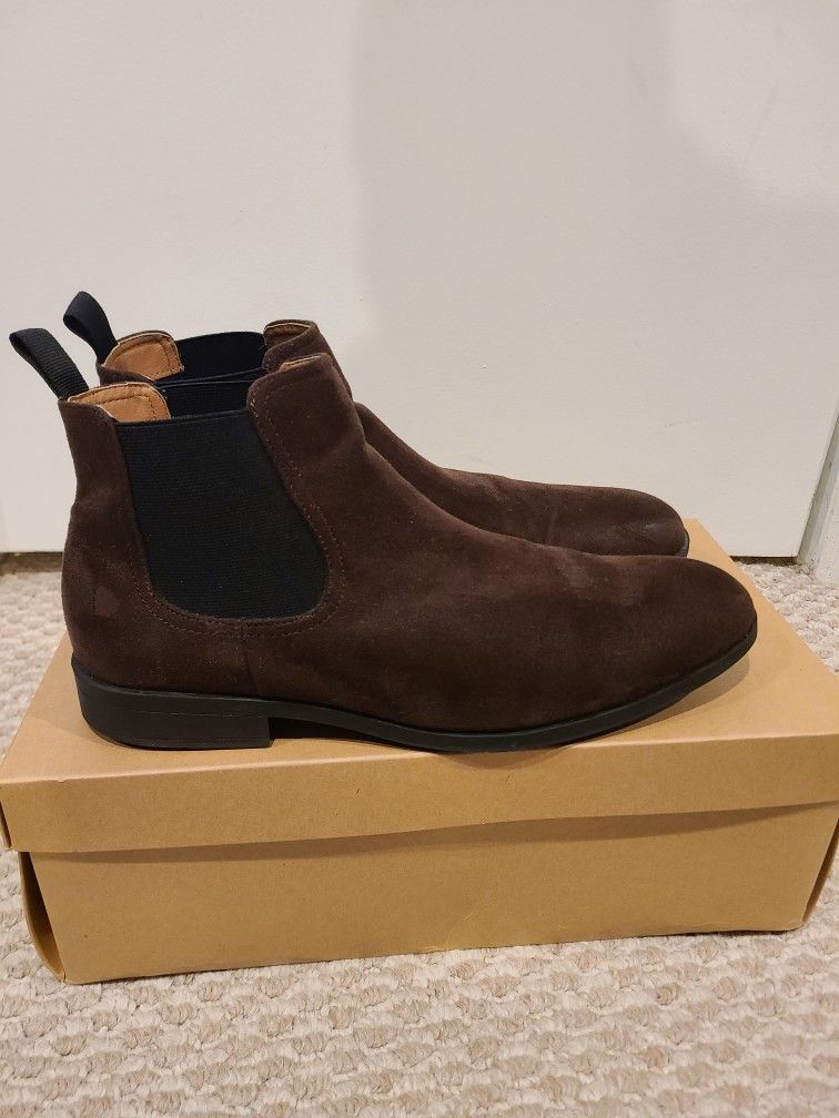 Mens H&M Brown Chelsea Suade Boots