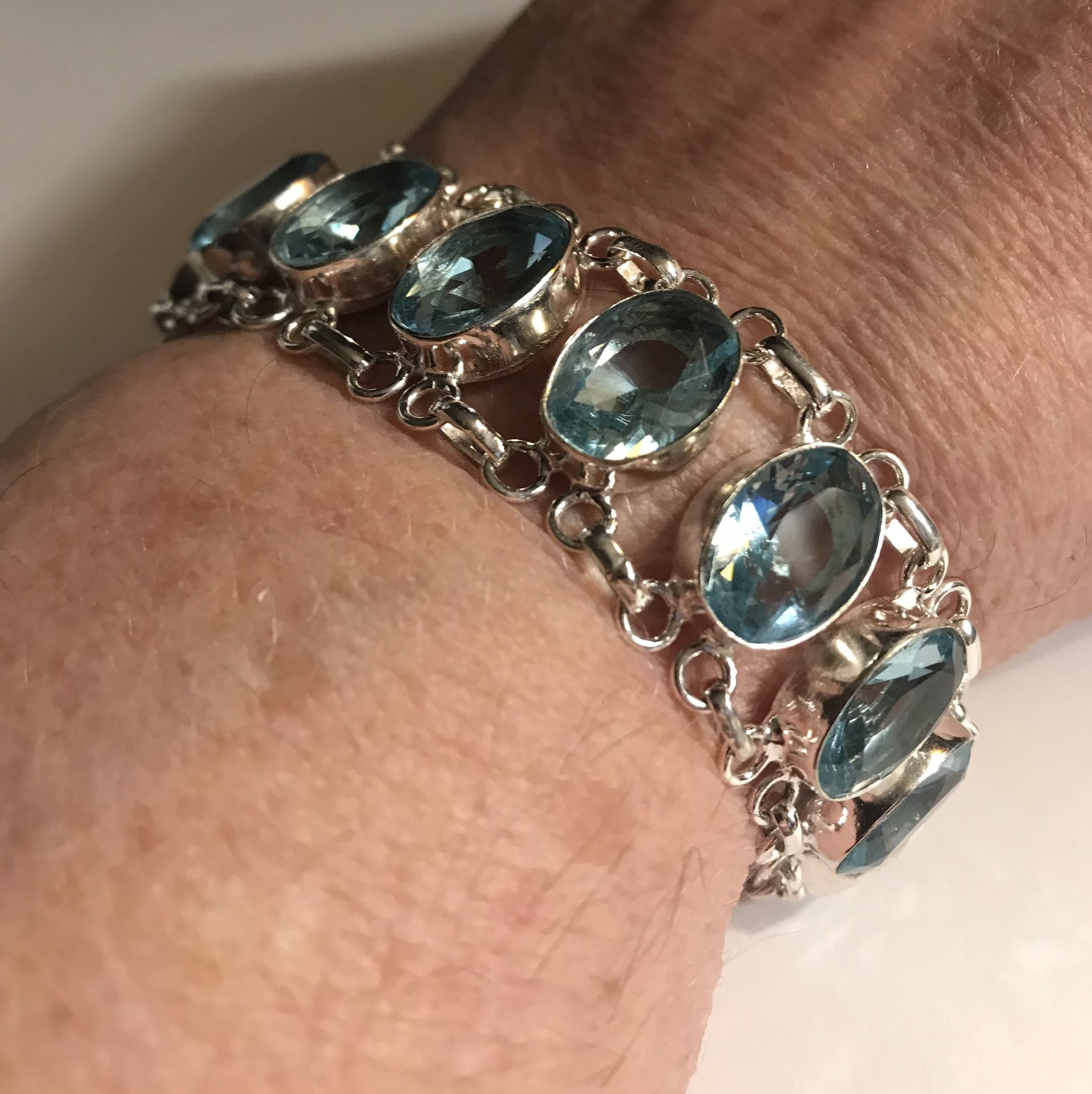 Blue Topaz 925 Sterling Silver Bracelet