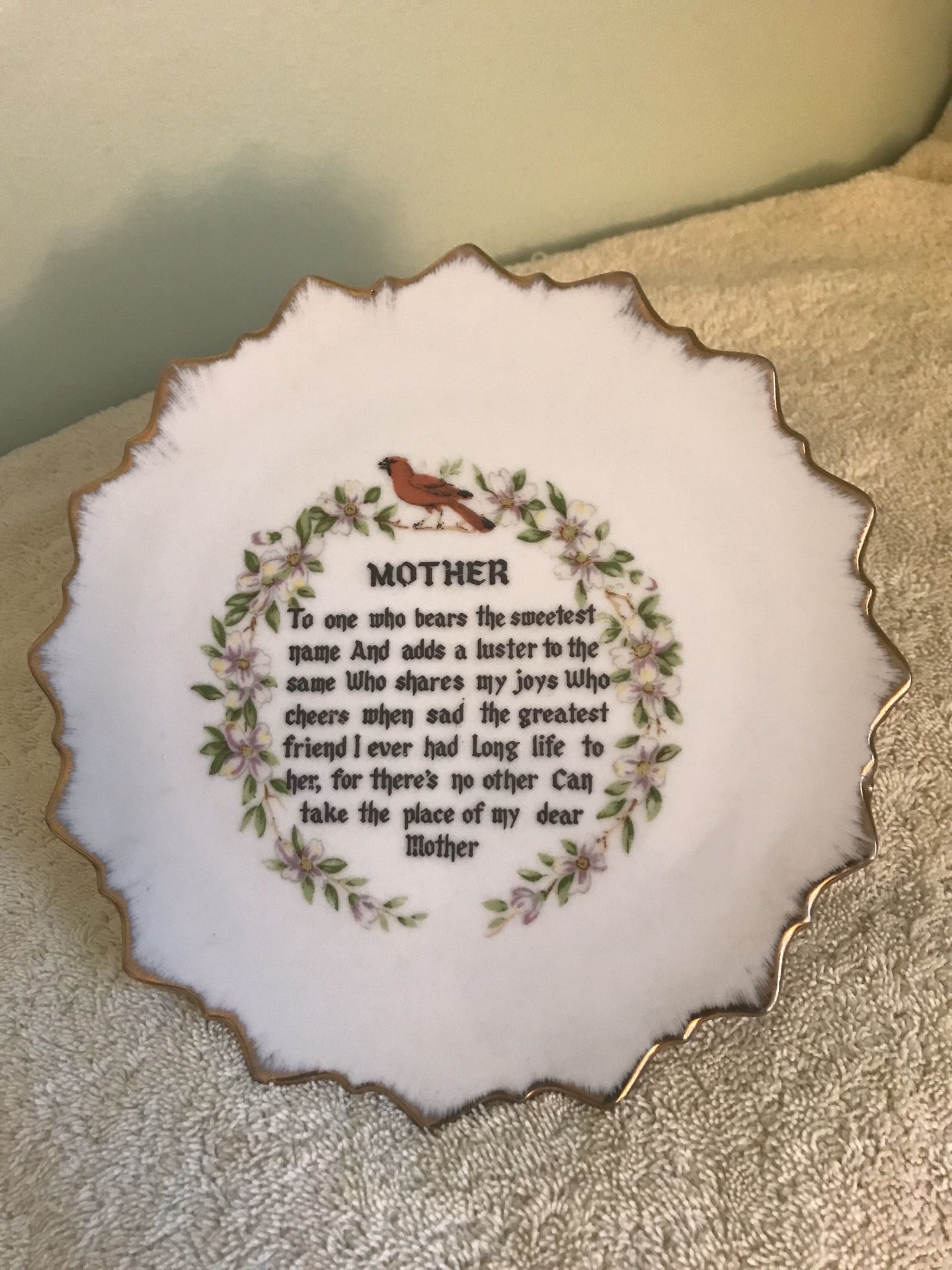 VINTAGE FINE PORCELAIN CHINA ‘MOTHER-POEM’ PLATE...