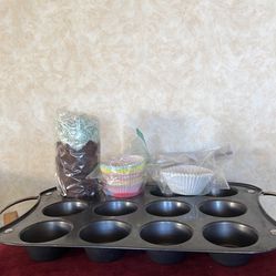 12-Cup Pan with Handle+Variety Baking Cups