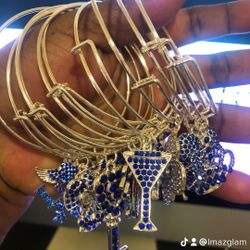 Blue Charm Bangle Bracelet
