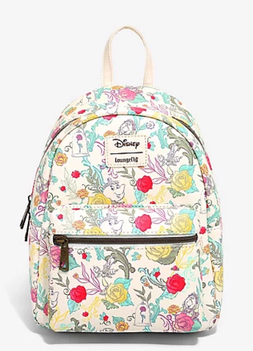 LOUNGEFLY DISNEY BEAUTY AND THE BEAST FLORAL CHARACTER MINI BACKPACK