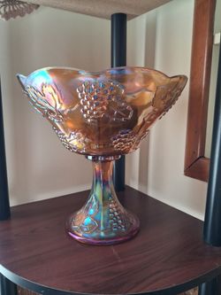 Carnival Glass Pedestal Compote Bowl