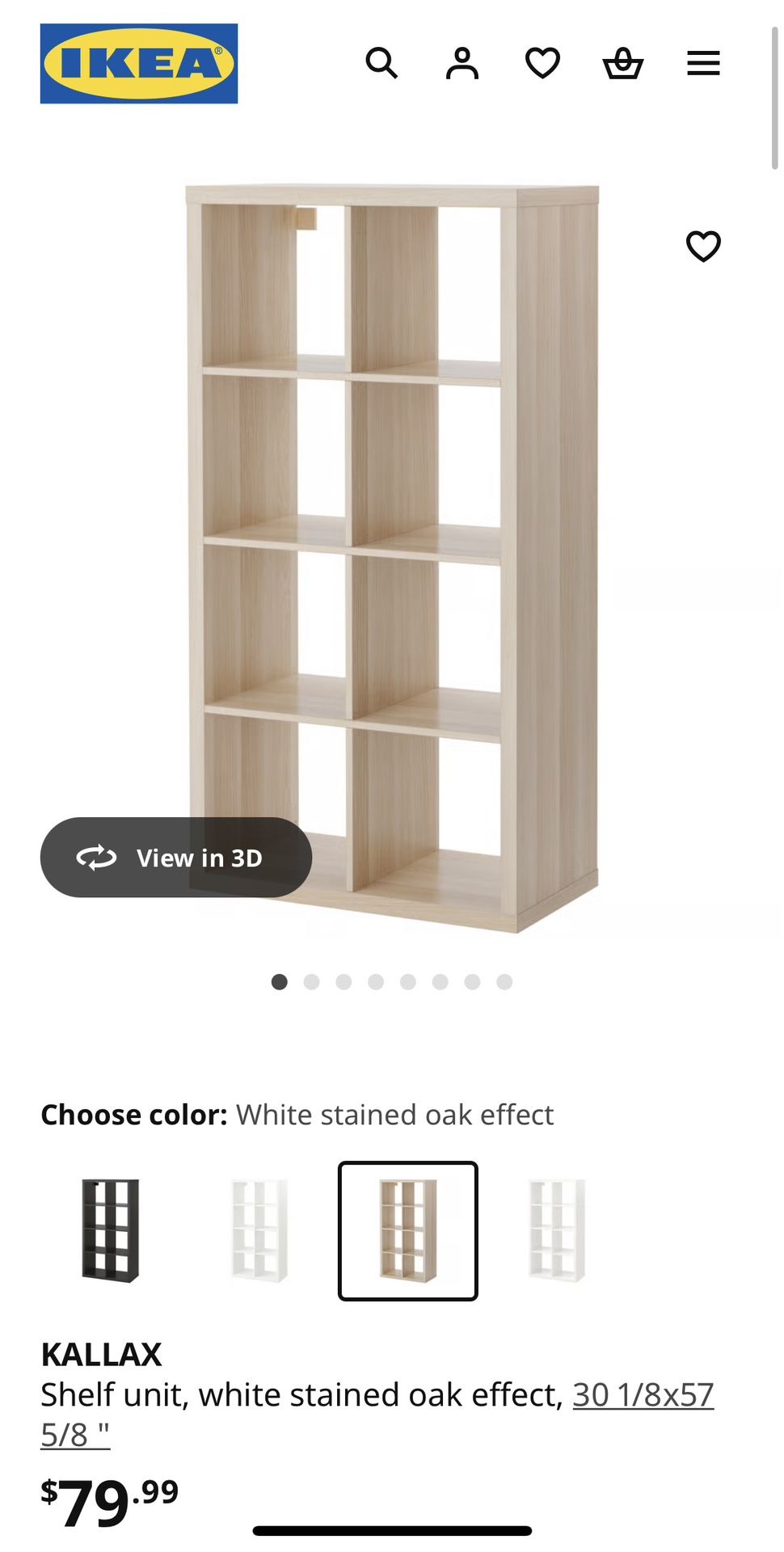 IKEA Kallax White Stained Cube Shelf Unit with Baskets